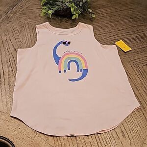 Rainbow-saurus muscle tank top size L 100% cotton girls 12-14